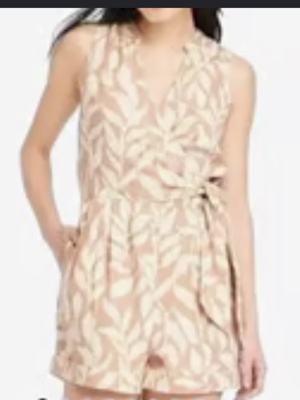 A New Day Linen Blend Wrap Romper Size Large NWT